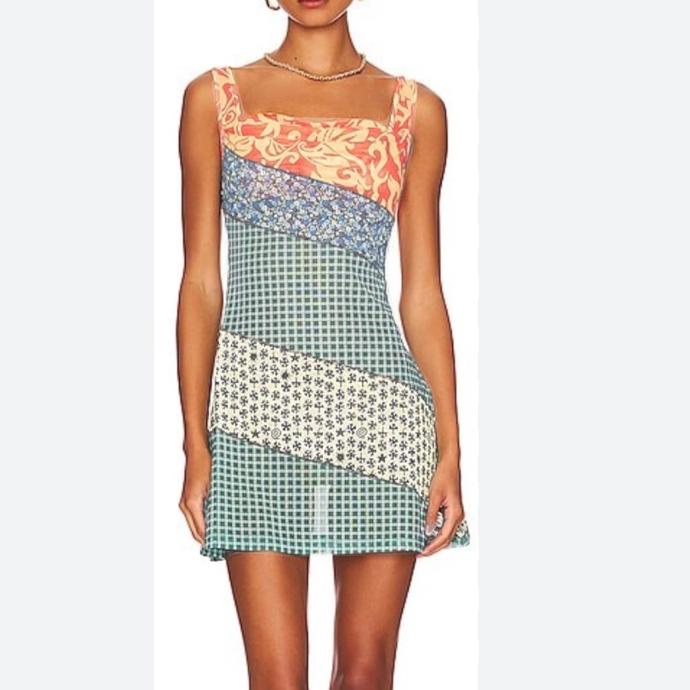 Miaou Paloma ginger satin mini dress.